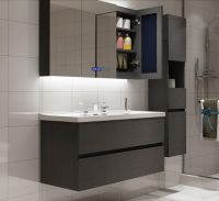 Modern Single Floor Bathroom Vanity Cabinet and Sink Combo White Rectangle From China