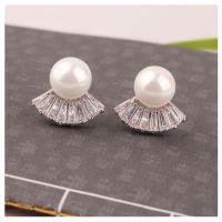 pearl zircon earrings