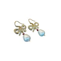 Bowknot copper inlaid with zircon and freshwater pearls