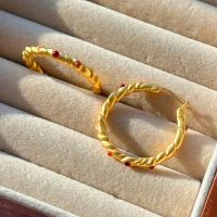 French Retro Innocent Era Oil Painting Rose Hoop Earrings From China