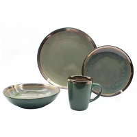 16pcs Stoneware Modern Glaze Golden Dinner Set