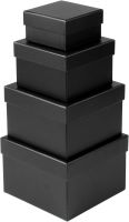 Square Gift Boxes with Lids Set of 4 Black Gift Box Assorted Sizes Nesting Gift Boxes for Presents Birthday Bridesmaid Wedding Valentines Christmas Party Favor Boxes 