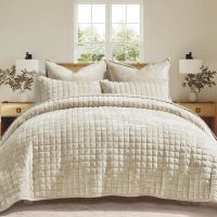 Luxury Velvet Quilt Set Bedspread Coverlet Quilted Bedding Set