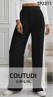 fashion contrasting wide-legs pants