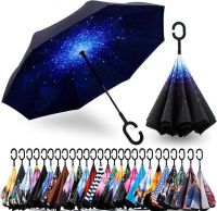 Upside down innovative reverse umbrella hands free umbrella