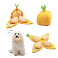 Hide and Seek Orange Plush Dog Toy â�� Interactive Squeaky Treat Puzzle Toy for Dogs | Snuffle Toy for Boredom Relief &amp;amp; IQ Training