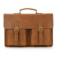 Vintage Briefcase, Crazy Horse Leather Large Capacity Genuine Leather Computer Bag, 15 Inch Shoulder Tote From China
