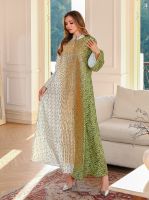 New Summer Muslim Abaya Dress with Patchwork Sequins - Middle Eastern Dubai Style Printed Kaftan SMT154
