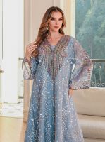 Muslim Women's Dress Middle Eastern Abaya Dubai Arabic Embroidery Long Robe SMT131