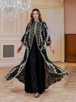 Heavy Embroidered Tulle Abaya - Dubai Party Dress | Middle Eastern Evening Gown | Islamic Women's Robe SMT094
