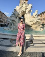 Women's Silk Floral Dress - French Style Summer Maxi Dress RJ