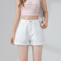 Women's White Denim Shorts Summer Thin New High Waist Loose A-Line Slimming Hot Pants for Petite DY3775