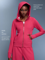 Women's Fleece-Fitted Zip-Up Hoodie - Slim Fit Yoga Jacket D25132