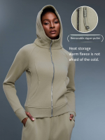 Women's Fleece-Fitted Zip-Up Hoodie - Slim Fit Yoga Jacket D25132