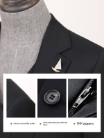 Machine Washable Wool Blazer Set - Draped Wide-Leg Trousers Suit LYW7702