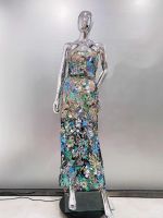 Sequin Flower Sheer Mesh Bustier Dress