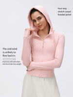 Windproof Hooded Yoga Jacket - Cropped Waist