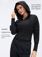 Pleated Waist Jacket - Cropped Windbreaker Hoodie