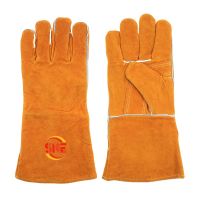 Snellsafety Custom Logo Printed Men Leather Welding Gloves Workwear Cow Split Leather Heat protection Building Welding Gloves From China