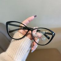 Retro large frame ultra-light cat's eye can be equipped with degree anti-blue light plain face artifact slimming eye frame