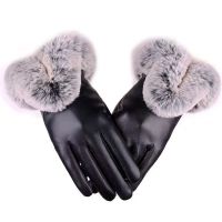 Leather gloves winter touch screen warm outdoor plush thickened waterproof and cold-proof PU leather gloves From China