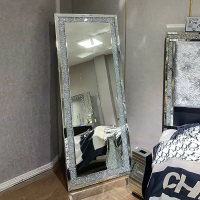  Standing Diamonds Rectangle Floor Mirror 3D Modern Full Body Mirror Wall Mounted Dressing Mirror for Bedroom