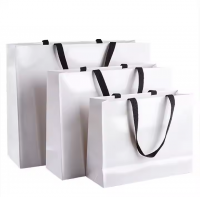 Wholesale Luxury White Craft Kraft Paper Shopping Bags Biodegradable Custom Logo UV Print Shoes Cosmetics Manufactured China