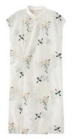 New Chinese style improved lace three-dimensional embroidery white qipao long skirt set