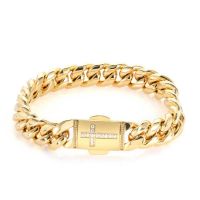 Hip-hop Luxury Custom 12MM Zircon Cuban Brass Bracelet for Men Wholesale PVD 18K gold plated Heavy Chain Link Bracelets Cross Charm Fashion Jewelry Gift From China