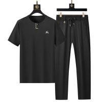 Ice Silk Casual Suit for Men - Summer Lightweight Men&#039;s Sportswear Set - Fitness Morning Training Two-piece Short-Sleeved T-shirt Set