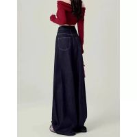 Plus-Size Retro American Jeans for Women, Autumn New Arrival  Loose High-Waisted Straight-Leg Wide-Leg Pants for Curvy Girls, Slimming and Floor-Dragging Style