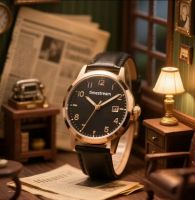 Black - dial rose - gold watch