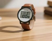 Watch with a brown leather strap