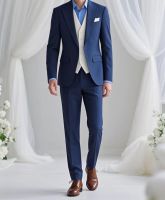 Classic - cut Wedding Suit: Showcasing Gentlemen's Elegant Style.
