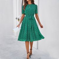Spring/Summer  Casual Chic Polka Dot Tie-Printed Dress