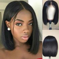 Luminova minimalist mid split short straight hair (natural black brown color)