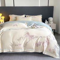 High end light luxury 2025 new all cotton four piece set, pure cotton embroidered duvet cover, skin friendly soft bed sheet, bedding four piece set