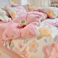 Huai Ruoins Nordic style all cotton 100 pure cotton four piece set duvet cover bedding sheet three piece set bedsheet style