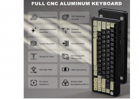 YUNZII AL66 Wireless Mechanical Keyboard,Full Aluminum CNC,65% Knob Control,Bluetooth/2.4G/Wired,Hot Swappable Pre-lubed Switches,Gasket Mounted RGB for Win/Mac(Milk Switch, Black)