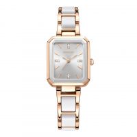 Fashion lady's watch square temperament alloy set quartz watch