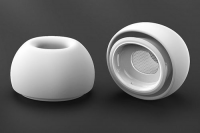 Wireless earphones, replacement earplugs, silicone ear caps.