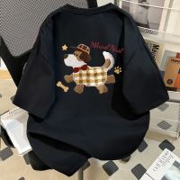 Short-sleeved T-shirt top 2025 summer new cotton men and women with heavy tide brand lazy hat puppy top
