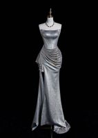  Moonlit Elegance Long - sleeved Evening Gown