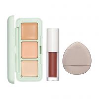 Concealer + Lip Glaze Three-color Concealer Plate Cover Dark Circles Spots Acne Indian Barbera Official Authentic