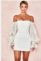 Manny Sexy Shoulder Fashion Clothing White Bandage Corset Casual Dress