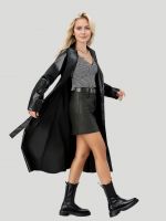 2024 Extended-Length Robe Coat – Women's Wrinkle-Resistant Leather Trench (Customizable Cross-Border Fashion Jacket)