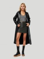 2024 Extended-Length Robe Coat – Women's Wrinkle-Resistant Leather Trench (Customizable Cross-Border Fashion Jacket) From China
