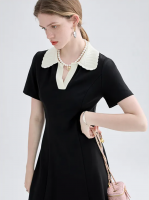 2025 Summer New Senior Sense Dress Female Small POLO Collar Slimming Commuter Little Black Dress