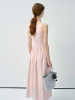 Spring/Summer Slimming Breathable New French Pink Halter Dress