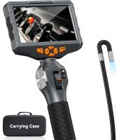 Two-Way Articulating Borescope with Light, Teslong TD500 5-inch IPS Endoscope Inspection Camera with Articulation Head, Automotive Mechanics Fiber Optic Scope-0.33inch